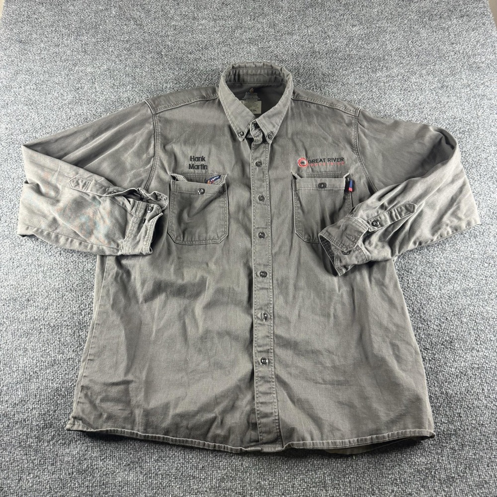 Lapco FR Shirt Mens XL Gray Flame Resistant Button Up Workwear IGR7 SH4594-1
